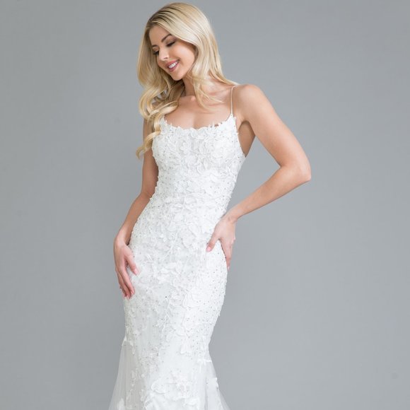 NEW LONG SHEATH OFF SHOULDER SLEEVELESS EMBROIDERED DRESS...